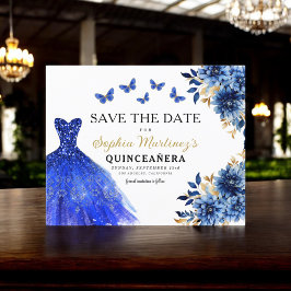 Budget Royal Blue Save the Date Quinceanera