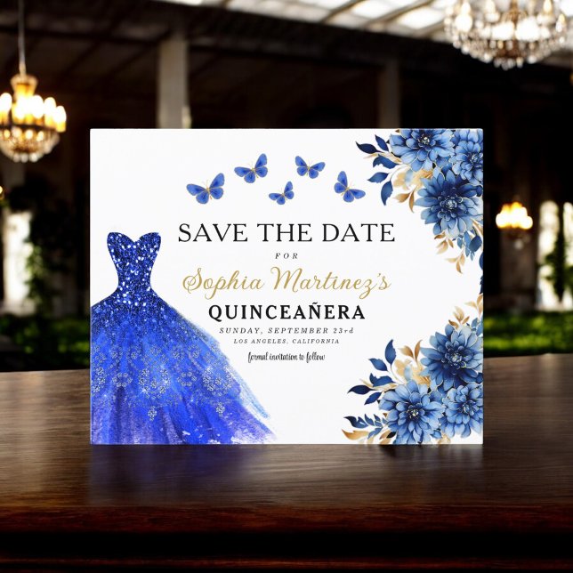 Budget Royal Blue Save the Date Quinceanera (Von Creator hochgeladen)