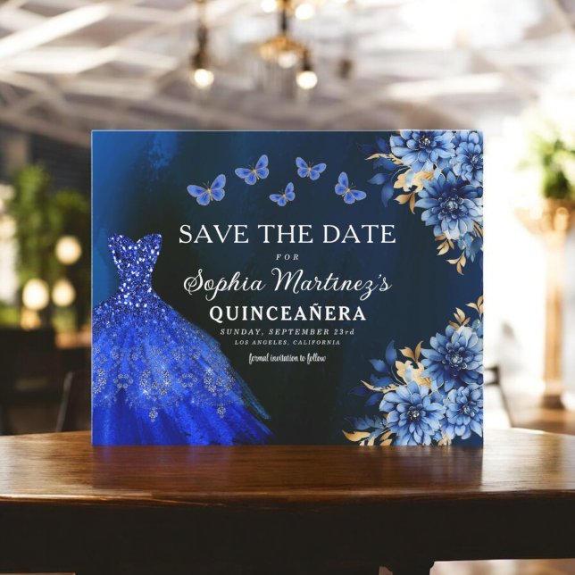 Budget Royal Blue Save the Date Quinceanera (Von Creator hochgeladen)