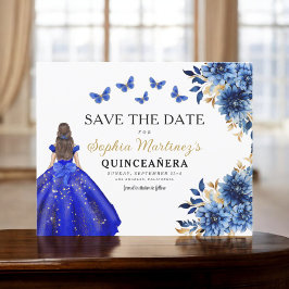 Budget Royal Blue Save the Date Quinceanera