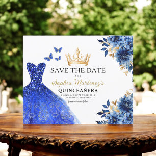 Budget Royal Blue Save the Date Quinceanera