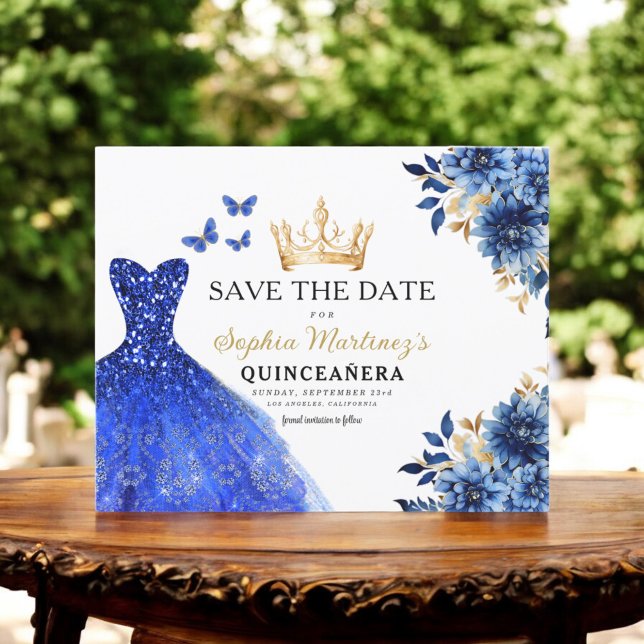 Budget Royal Blue Save the Date Quinceanera (Von Creator hochgeladen)