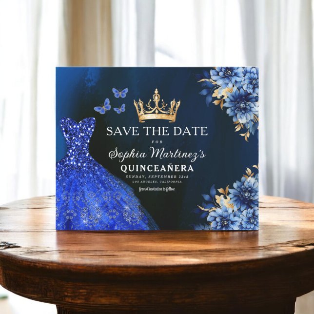 Budget Royal Blue Save the Date Quinceanera (Von Creator hochgeladen)