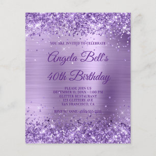 Budget Royal Lila Glittery Foil Einladung