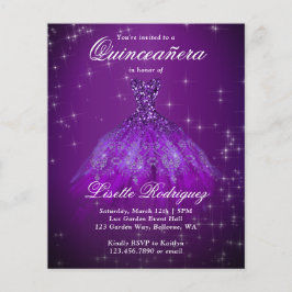 Budget Royal Lila Quinceanera Einladung
