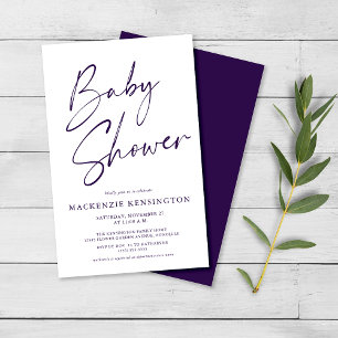 Budget Royal Lila Script Baby Dusche FLYER