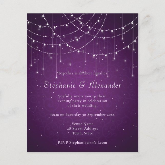 Budget Royal Lila & String Lights Abend Party (Vorderseite)