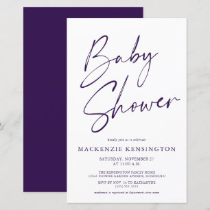 Budget Royal Purple Einfache Schrift Baby Shower
