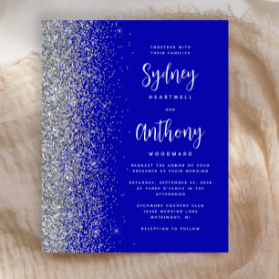 Budget Royalblaue Silberne Kalligrafie Hochzeit