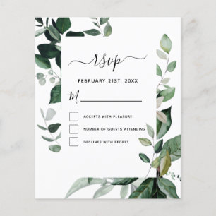 Budget-RSVP-Botanische-Grünpflanzen-Hochzeit Flyer