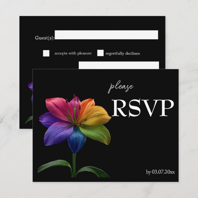 🌈 Budget RSVP Technicolor Liebe  Karte (Vorne/Hinten)