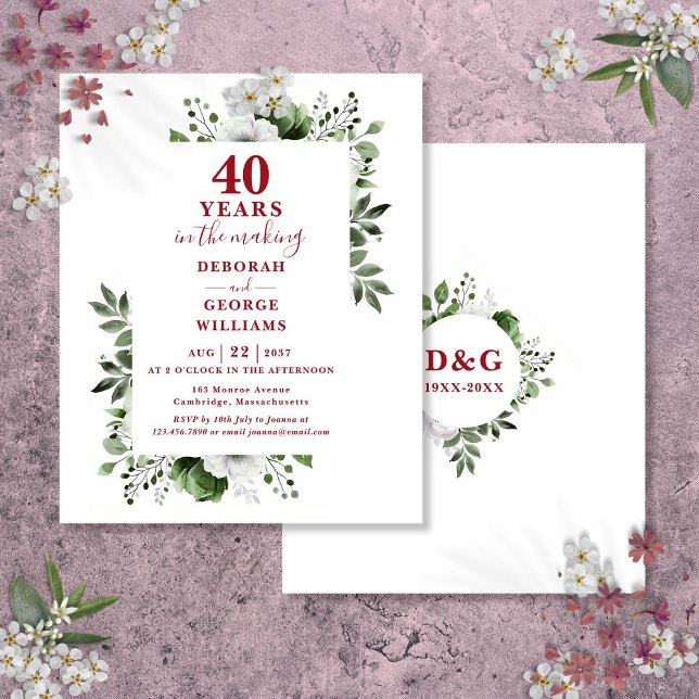 Budget Ruby 40. Hochzeitstag Blumenladen (Budget Ruby 40th Wedding Anniversary Floral Invite)