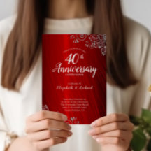 Budget Ruby Red Swirl 40 Jahre Einladungen