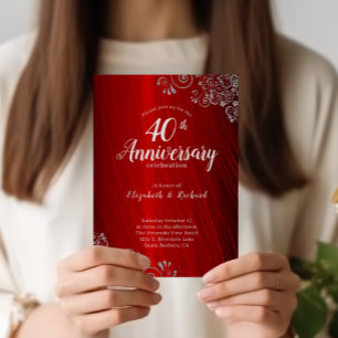 Budget Ruby Red Swirl 40 Jahre Einladungen