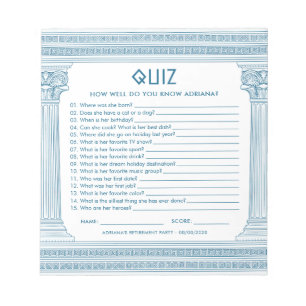 Budget-Ruhestandsfeier-Quiz Notizblock