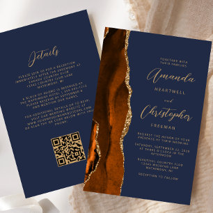 Budget Rust Gold Achat Navy QR-Code Hochzeit