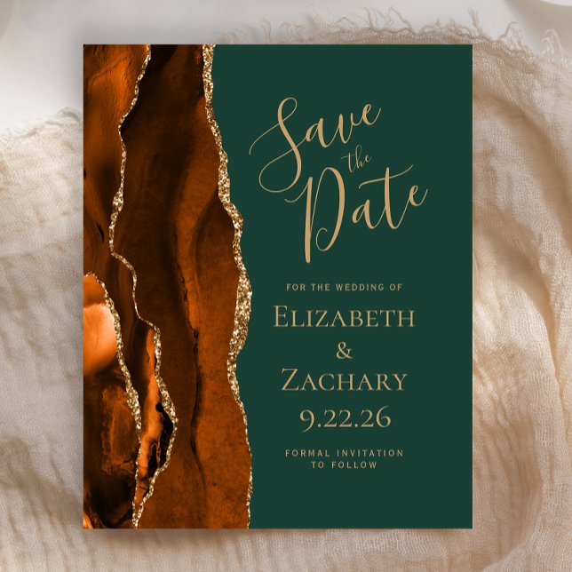 Budget Rust Gold Agate Emerald Green Save the Date (Von Creator hochgeladen)