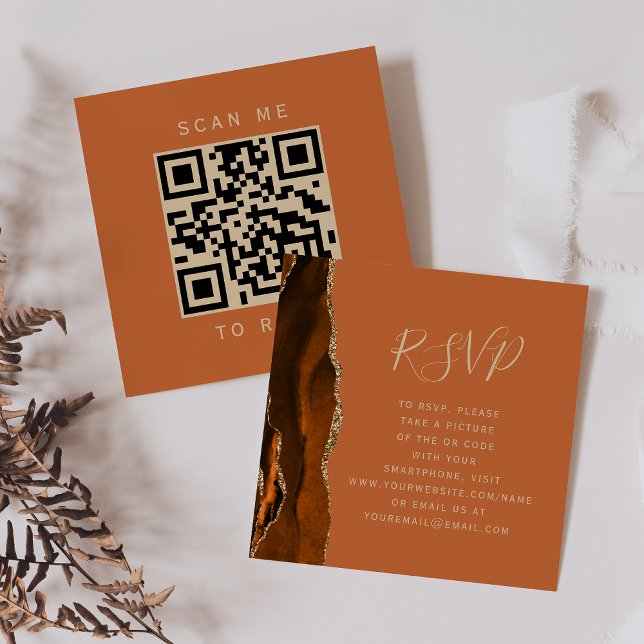 Budget Rust Gold Agate Wedding QR Code UAWG Begleitkarte (Von Creator hochgeladen)