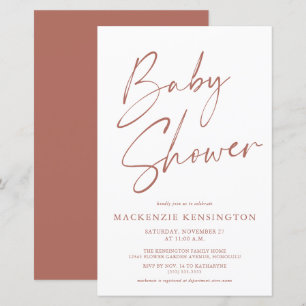 Budget Rust Terrakotta Einfache Schrift Baby Showe