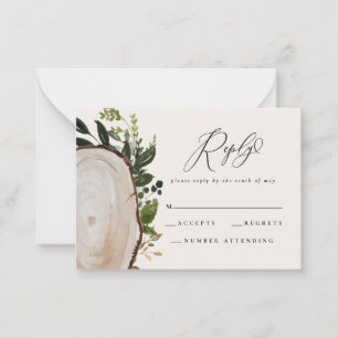 Budget Rustic Aquarell Hochzeitskarte RSVP Karte