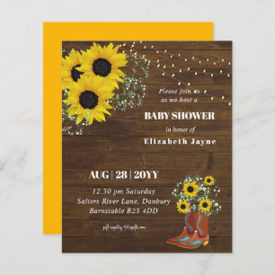 BUDGET Rustic Baby Dusche Sonnenblumen laden ein