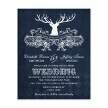 Budget Rustic Blue Antlers Hirsche Einladung Hochz
