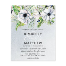 Budget Rustic Blue White Floral Wedding Einladung