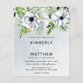 Budget Rustic Blue White Floral Wedding Einladung