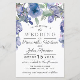 Budget Rustic Dusty Blue Floral Wedding Einladung