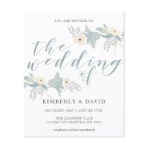 Budget Rustic Dusty Blue Floral Wedding Einladung