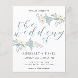 Budget Rustic Dusty Blue Floral Wedding Einladung