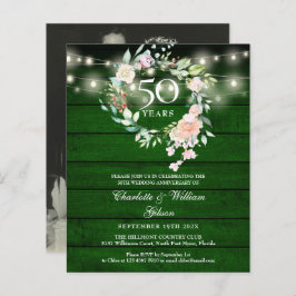 Budget Rustic Floral 50 Jahre Foto Einladung
