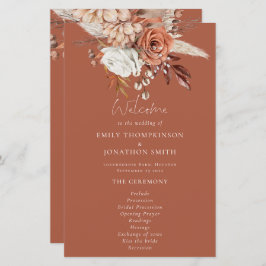 Budget Rustic Florals Terracotta Wedding Programm