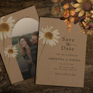 Budget Rustic Kraft Driving Sunflower Wedding Foto Save The Date