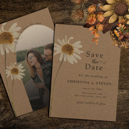 Budget Rustic Kraft Driving Sunflower Wedding Foto Save The Date
