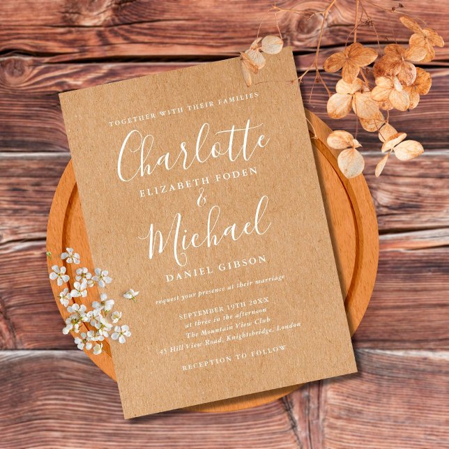 Budget Rustic Kraft Script Einladung (Von Creator hochgeladen)