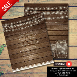 Budget Rustic Lights Mason Jars Lace Wood Wedding