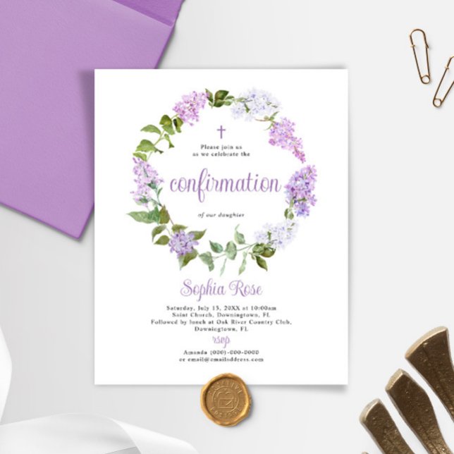 Budget Rustic Lilac Blume Bestätigung Einladung (Von Creator hochgeladen)