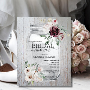 BUDGET Rustic Mason Jar Bridal Dusche Einladung