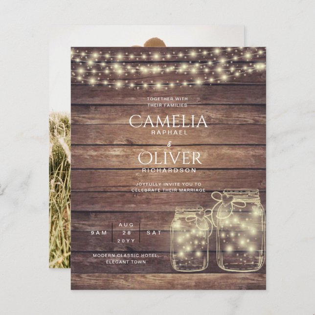 BUDGET Rustic Mason Jar Lights Wood WEDD (Vorne/Hinten)