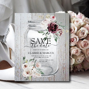 BUDGET Rustic Mason Jar Save the Date Einladung