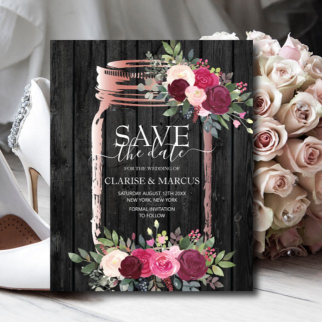 BUDGET Rustic Mason Jar Save the Date Einladung (Von Creator hochgeladen)