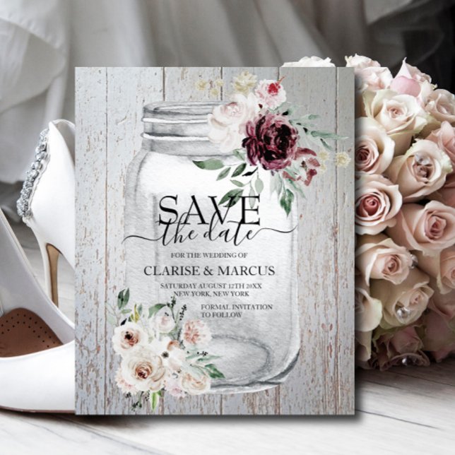 BUDGET Rustic Mason Jar Save the Date Einladung (Von Creator hochgeladen)