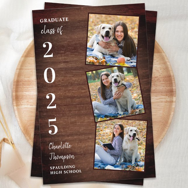 Budget Rustic Photo Collage Graduation Invitations (Von Creator hochgeladen)