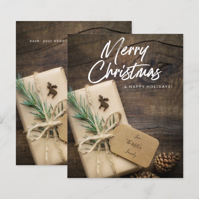 Budget Rustic Rentier & Present Frohe Weihnachten (Vorne/Hinten)