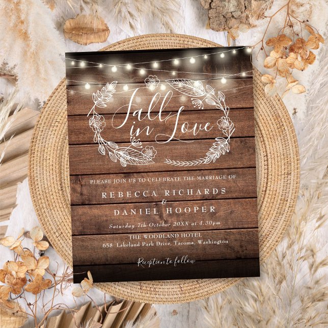 Budget Rustic String Light Hochzeit im Herbst Einl (Budget Rustic String Light Fall Wedding Invitation)