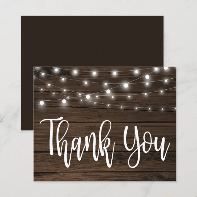 Budget Rustic String Lights on Wood Vielen Dank (Vorne/Hinten)