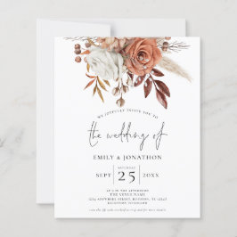 Budget Rustic Terracotta Florals QR Wedite Einladu