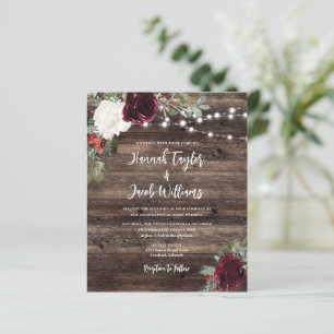 Budget Rustic Wood Christmas Einladung