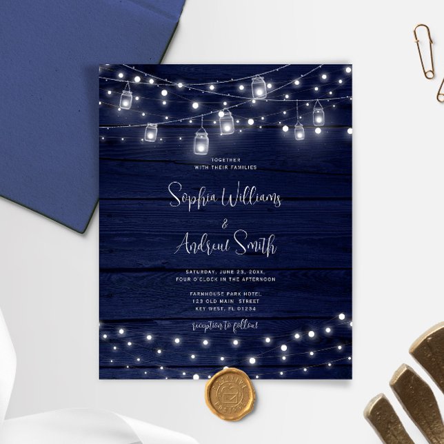 Budget Rustic Wood Mason Jars Hochzeitseinladung (Von Creator hochgeladen)